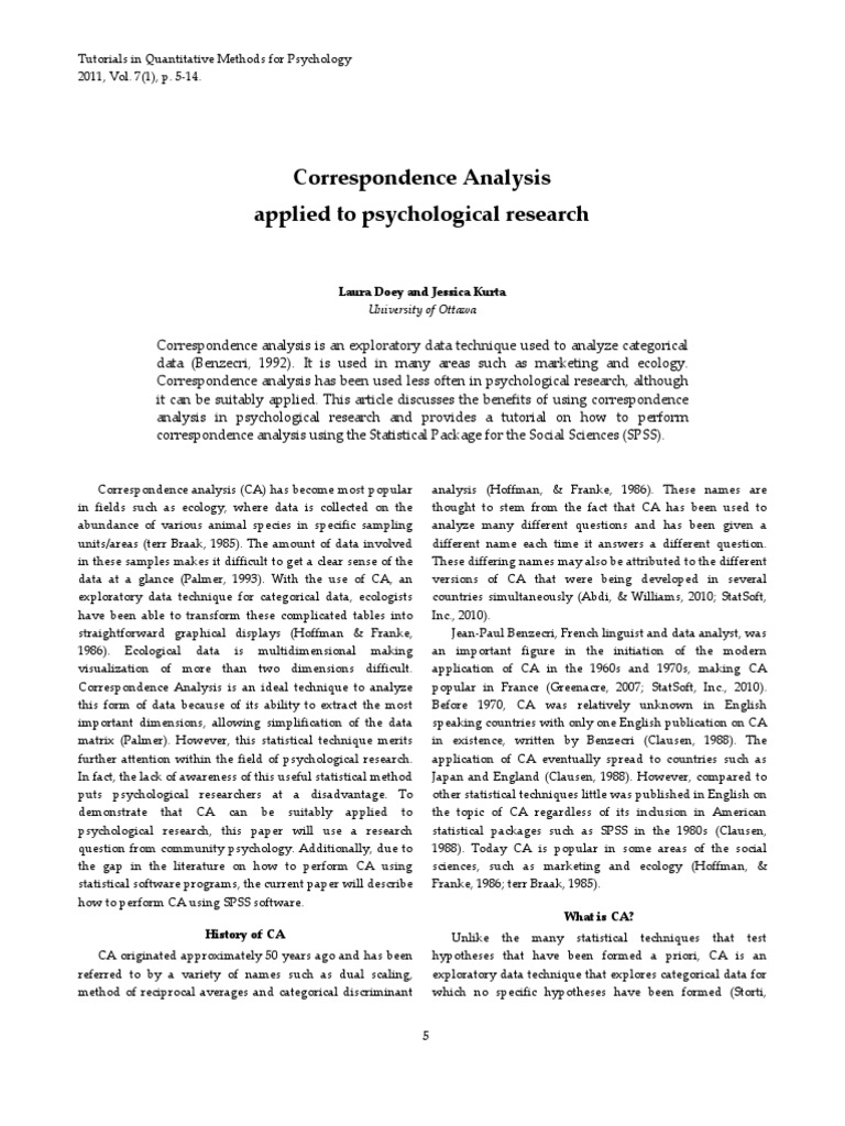 Correspondence Analysis | PDF