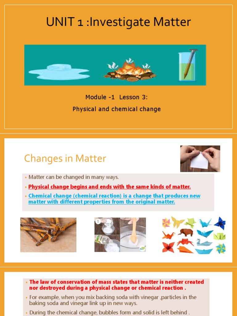 Lesson 3 Physical and Chemical Change | PDF | Chemical Substances ...