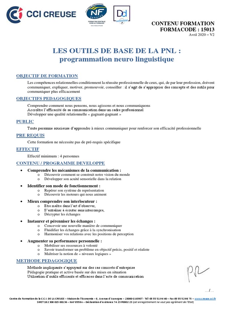 Outils de base en PNL pour communiquer | PDF | Programmation neuro ...