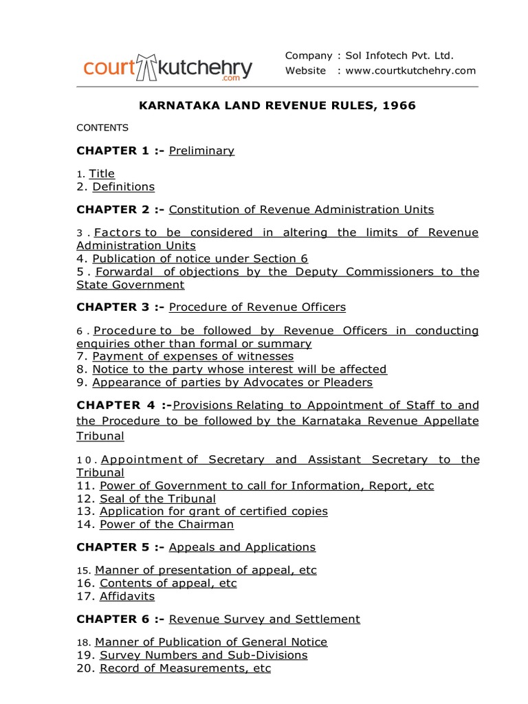 What Is Karnataka Land Revenue Act 1964