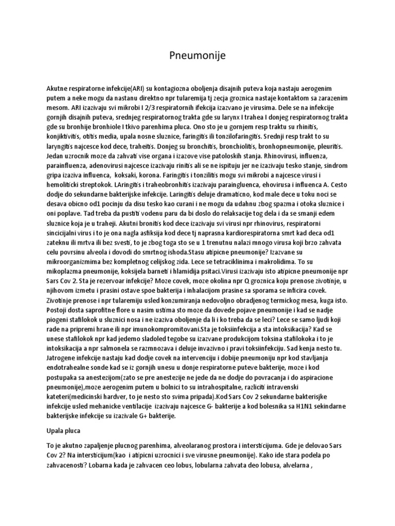 Akutne Respiratorne Infekcije i Pneumonije | PDF