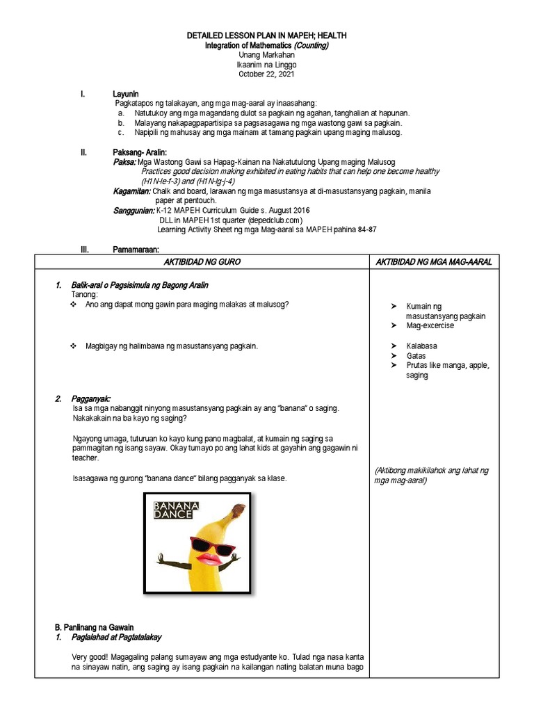 Lesson Plan Health 2021-2022 | PDF
