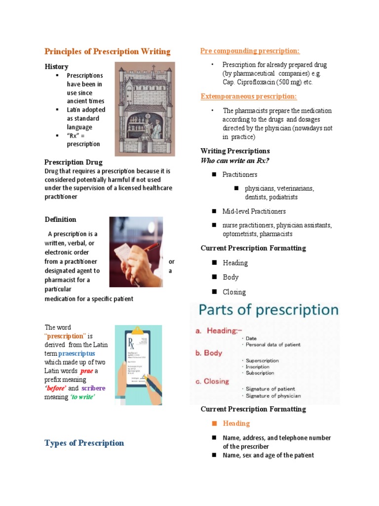 Principles of Prescription Writing Guide | PDF | Medical Prescription ...
