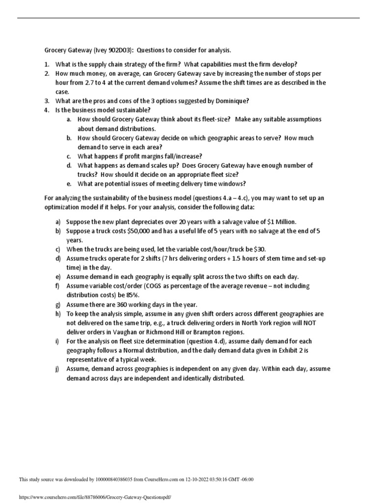 Grocery Gateway Questions PDF PDF Business Economics Economics