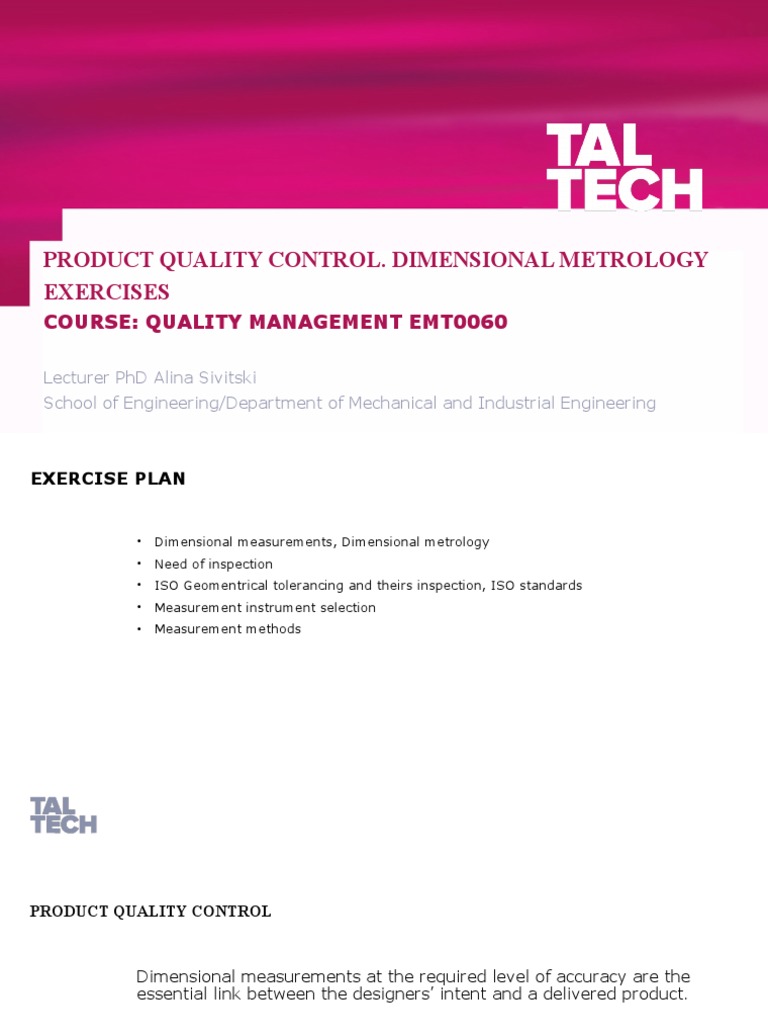 Dimensional Metrology and Quality Control | PDF | Engineering Tolerance ...