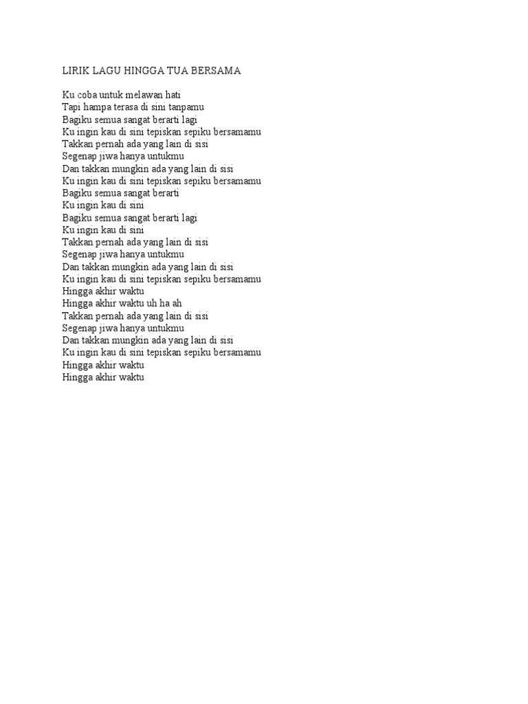 Lirik Lagu Hingga Tua Bersama | PDF