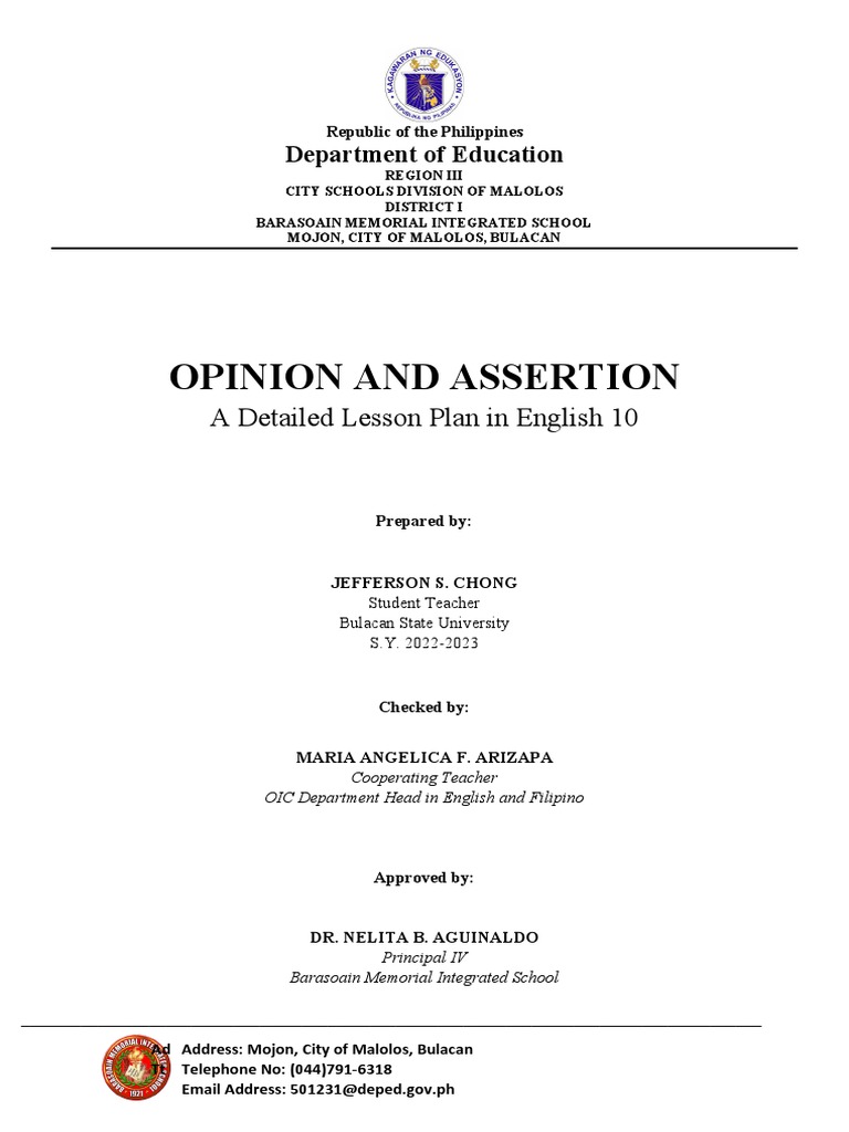 Detailed Lesson Plan In English 10 Pdf Teachers Lesson Plan