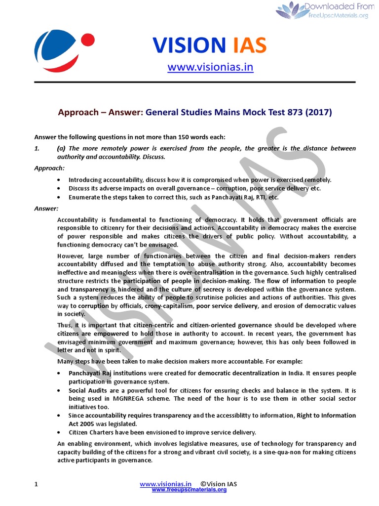 Vision Ias CSM 2017 Test 26 Answers | PDF | Prejudices | Governance