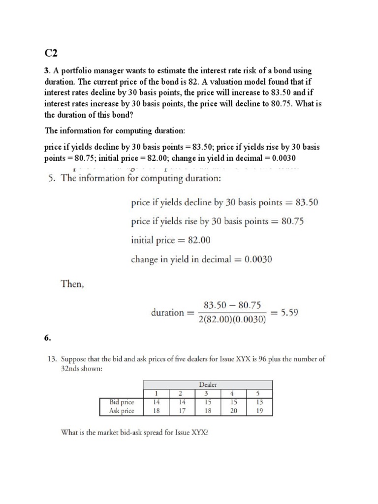 A Portfolio Manager Wants To Estimate The Interest Rate Risk of A Bond ...
