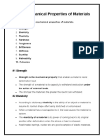 List of Mechanical Properties of Materials