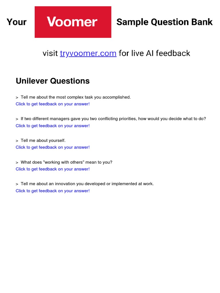 Unilever Interview Questions Guide | PDF | Career & Growth