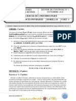 Devoir de Contrôle N°1 - Physique - Bac Informatique (2010-2011) MR Ghidaoui Beyrem