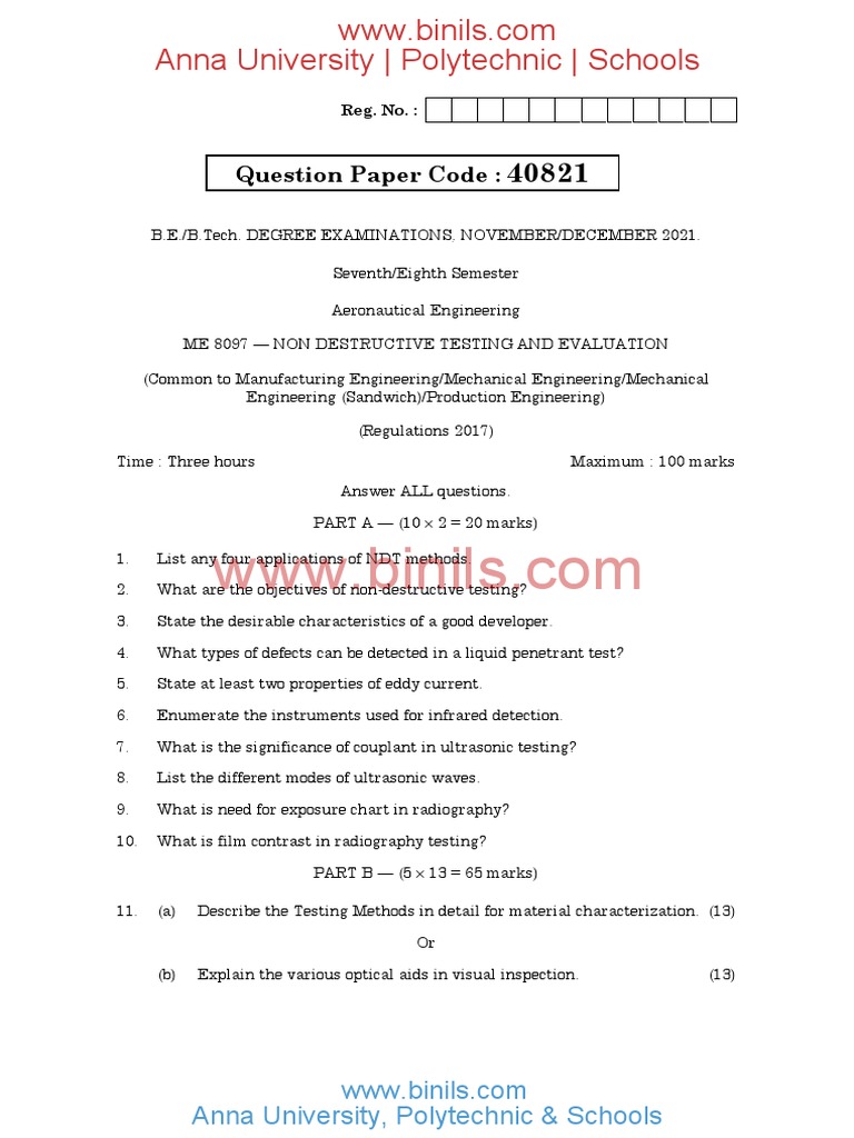 Me8097 non destructive testing and evaluation pdf