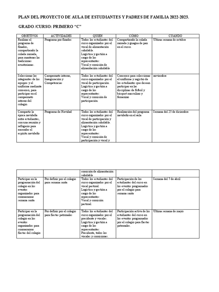 Proyecto Aula 2022-2023: Actividades y Eventos | PDF | Navidad