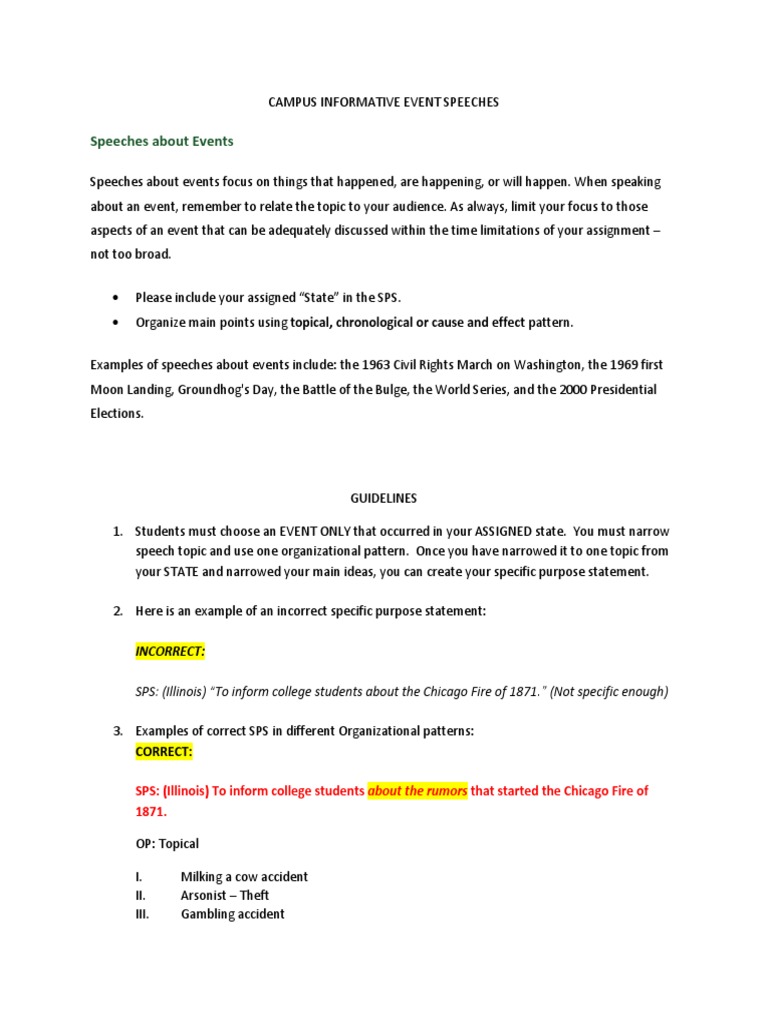 Campus Event Speech Guidelines Pdf Human Communication Cognition