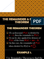Week 6. The Remainder Factor Theorem