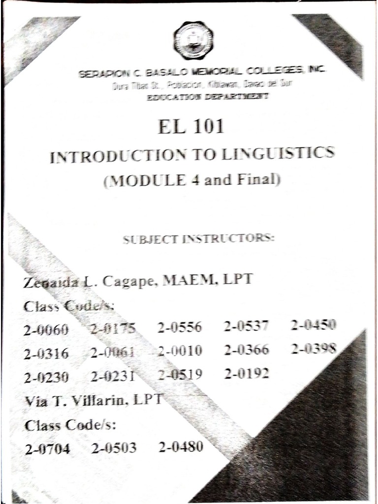 EL101 (M4&Exam) | PDF