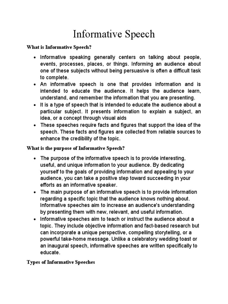 InformativeSpeech. PDF Public Speaking Communication