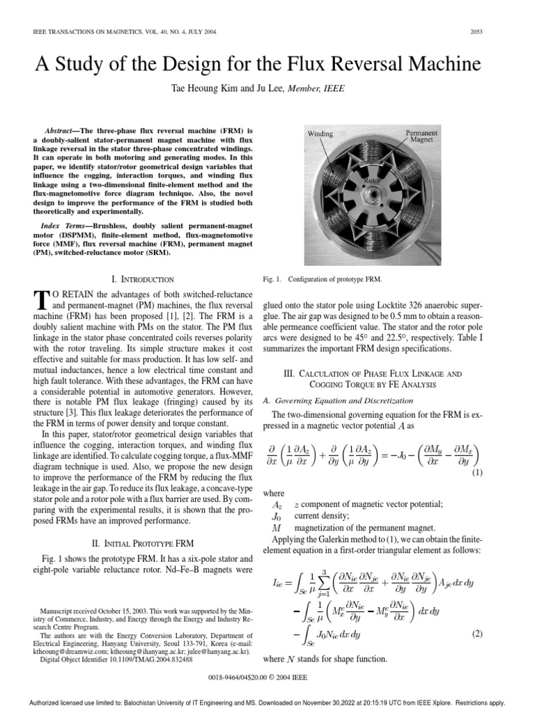 A Study of The Design For The Flux Reversal Machine 221201 011547 | PDF ...