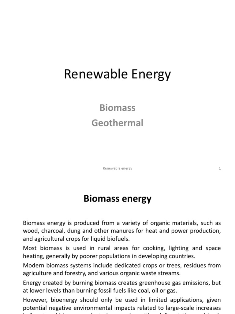 Renewable Energy Lecture Final 2022 | PDF | Biofuel | Biomass