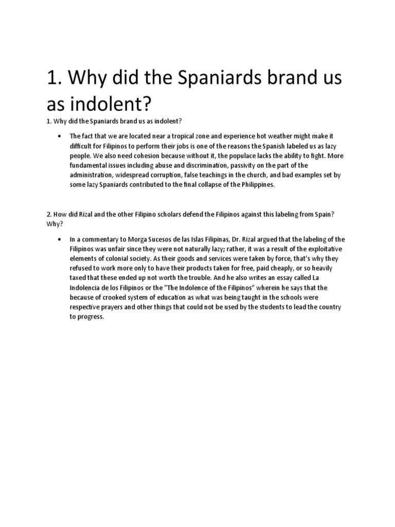 Why Did The Spaniards Brand Us As Indolent? PDF
