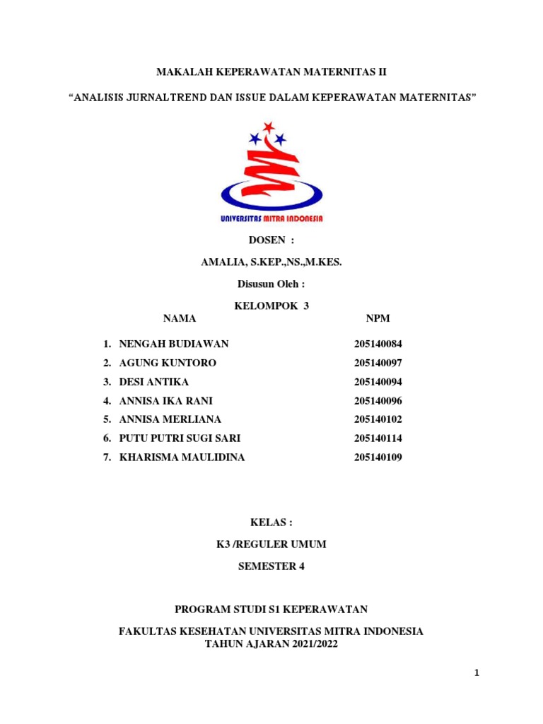 Analisis Trend Keperawatan Maternitas | PDF | Sains & Matematika