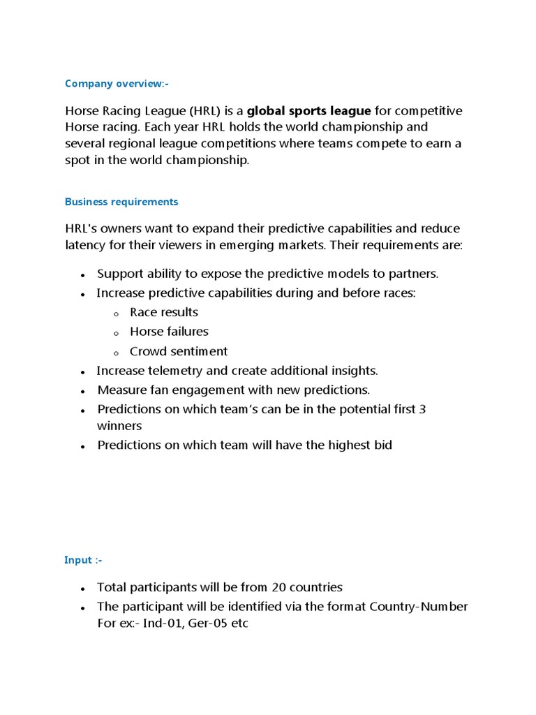 Horse Racing League: Predictive Insights | PDF