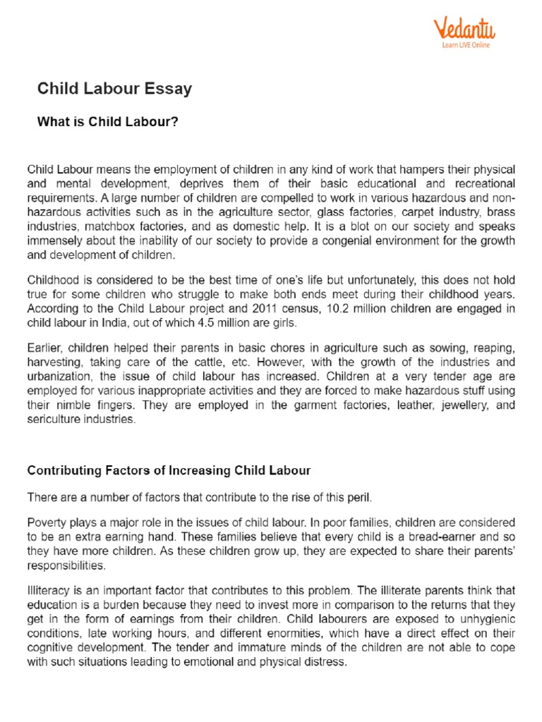 child labour essay pdf