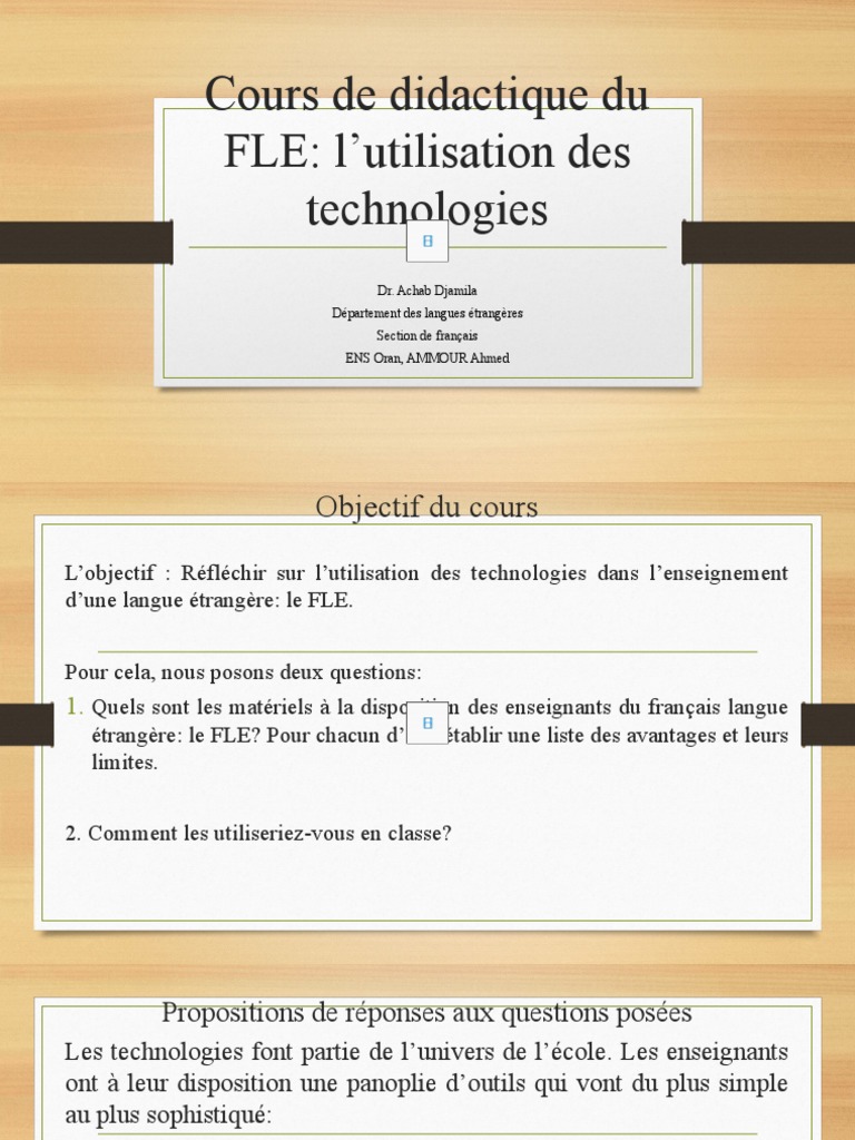 Utilisation des technologies en FLE | PDF | Pédagogie | Apprentissage