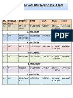 CBSE Class 12 Board Exam Timetable 2021