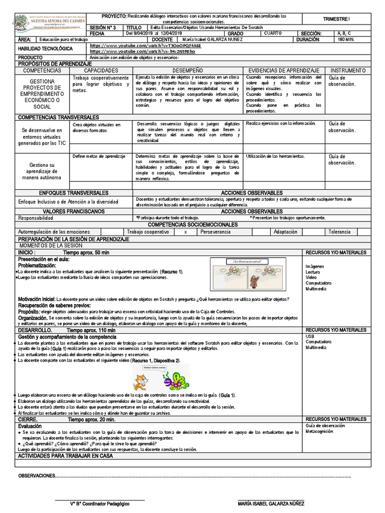Edición de Escenarios en Scratch para Cuarto | PDF | Aprendizaje ...