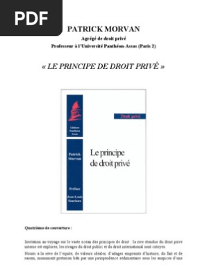 Le Principe De Droit Prive Patrick Morvan 1999 Aristote Rene Descartes