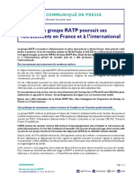 CP - RATP - en 2022, Le Groupe RATP Poursuit Ses Recrutements en France Et À L'international