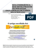 Tema 2 Eficiência Energética Programas Estratégicos e Tecnologias Inovadoras em Países Selecionado