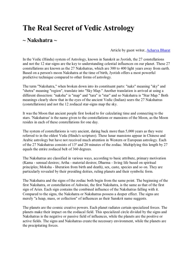 The Real Secret of Vedic Astrology - Nakshatras | PDF