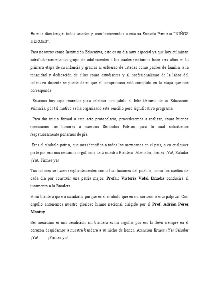 Programa de Clausura de Sexto Grado | PDF