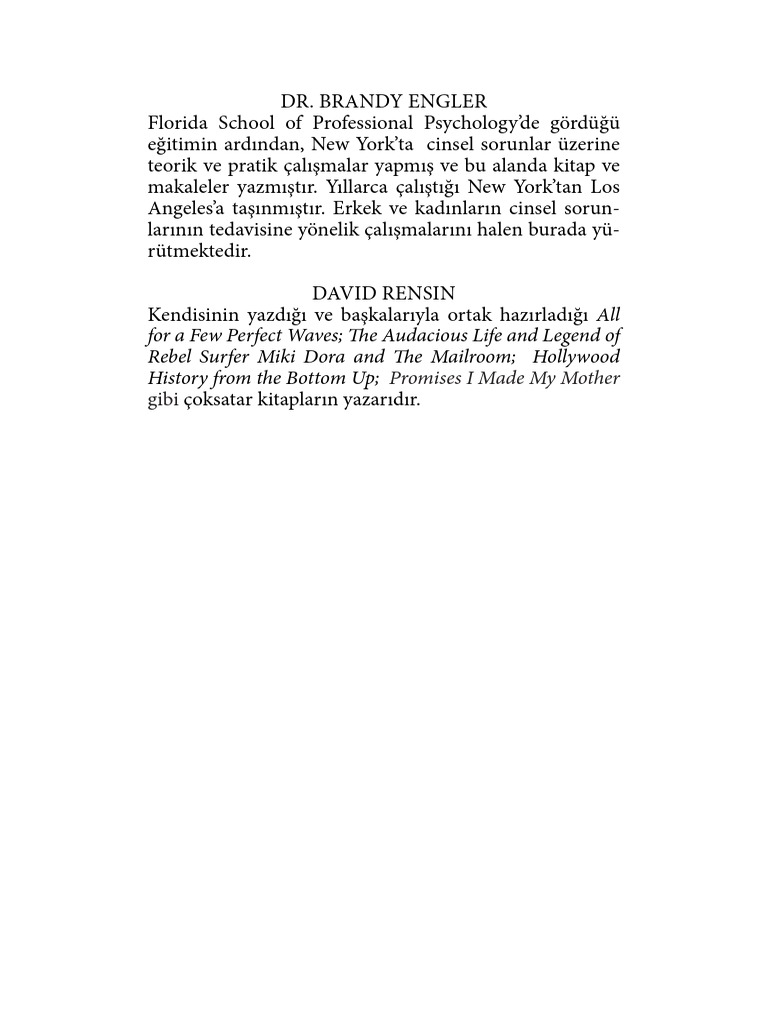 Dr. Brandy Engler & David Rensin. Divanımdaki Erkekler Gerçek Seks, Aşk