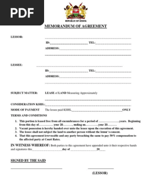 MEMORANDUM OF LAND LEASE AGREEMENT