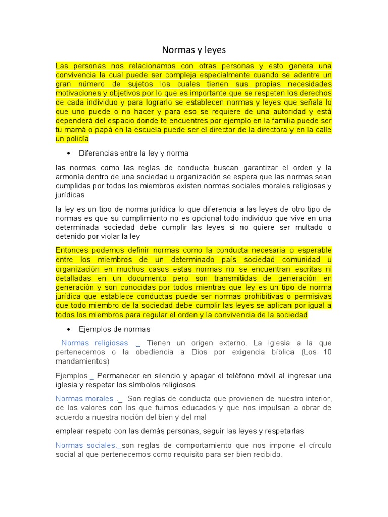 Normas y leyes: Definición y diferencias | PDF