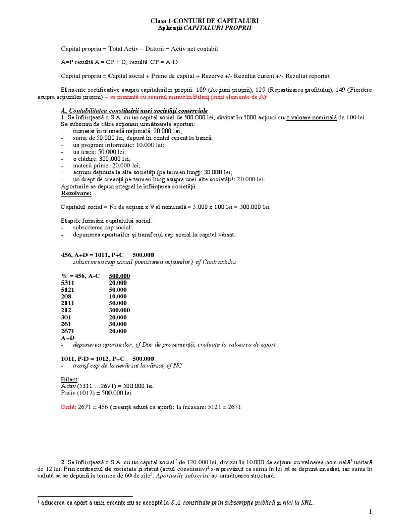CL 1 Aplicatii Capitaluri Proprii ID | PDF