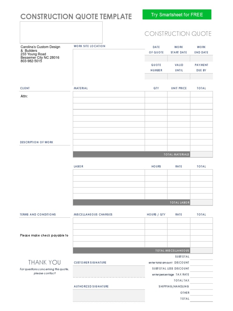 Construction Quote Template Guide | PDF | Market (Economics) | Business