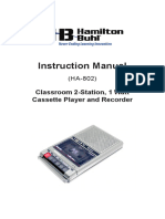 Instruction Manual: Classroom 2-Station, 1 Watt Cassette Player and Recorder