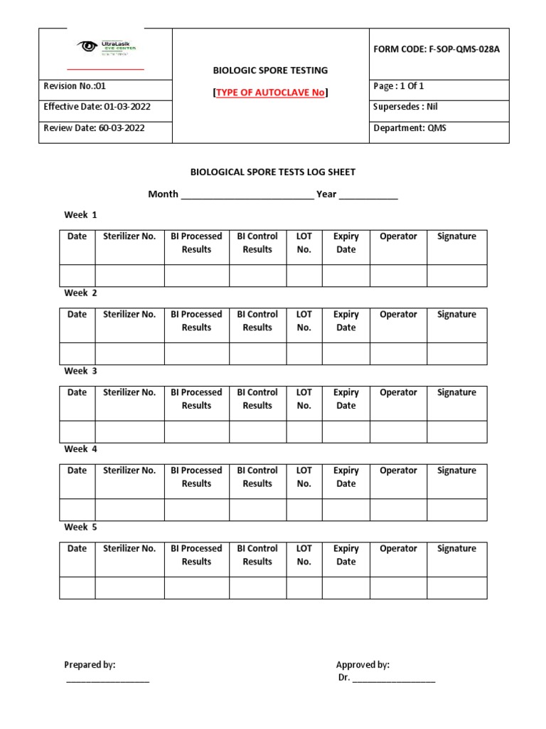 FSOPQMSBIOLOGIC SPORE TESTINGUpper Autoclave PDF