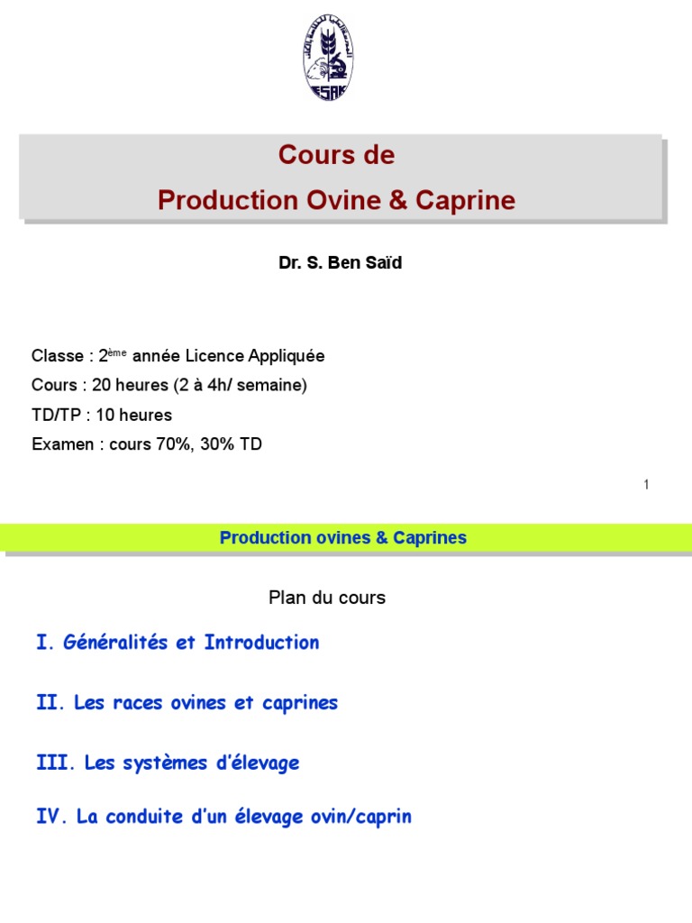Production Ovine et Caprine en Tunisie | PDF | Mouton | Chèvre