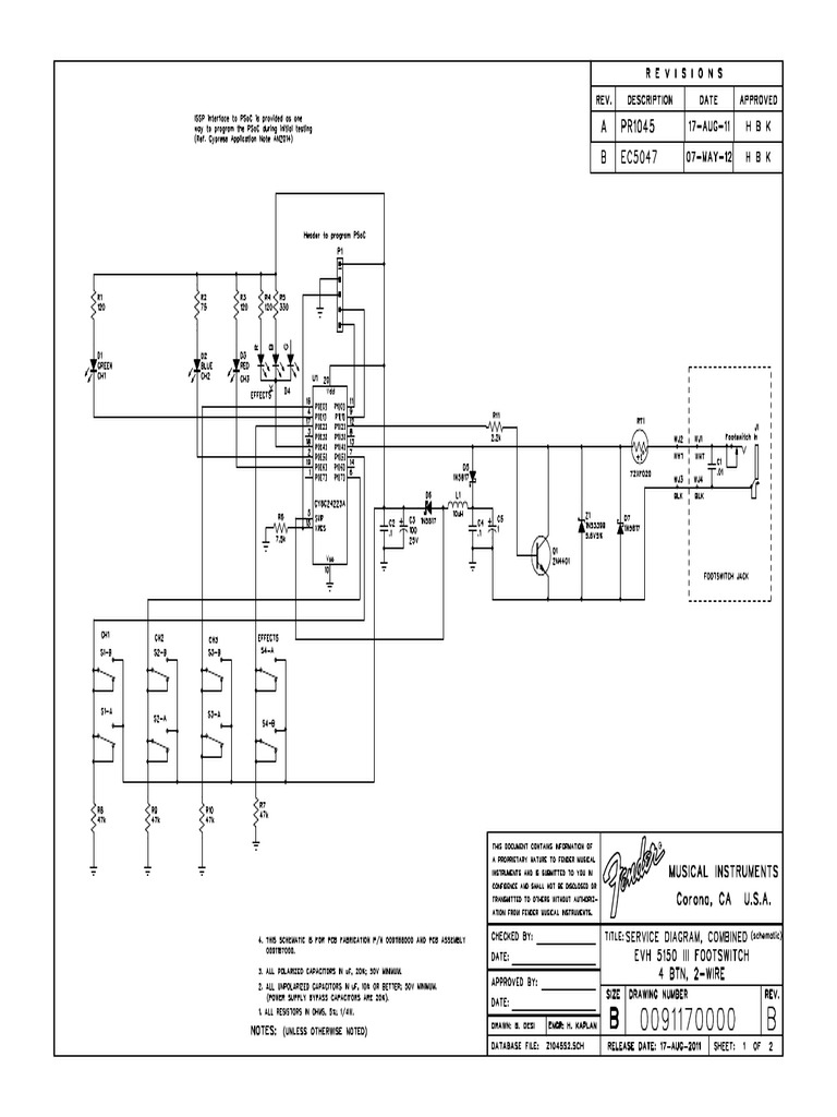 EVH 5150III Footswitch Schematics | PDF