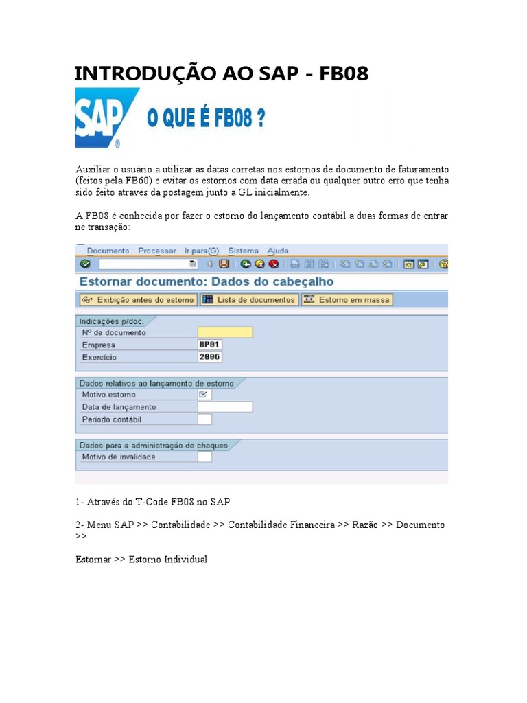 How To Reverse Document In Sap Fb08