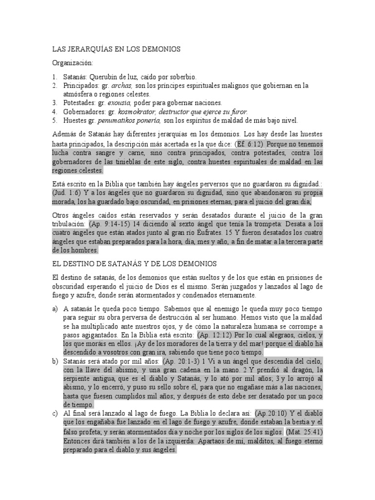 Las Jerarquías en Los Demonios | PDF | Satán | Demonios