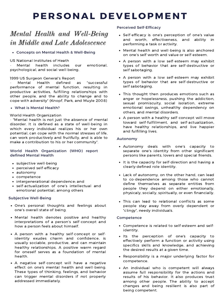 PerDev Quarterly Reviewer | PDF | Self Esteem | Mental Health