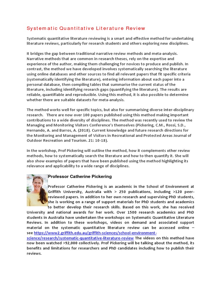 2systematic Quantitative Literature Reviews Pickering Description 2