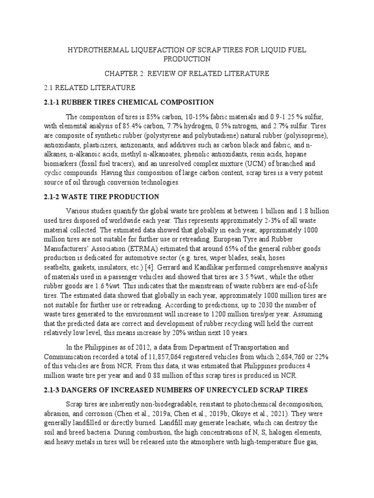 2.1-1 Rubber Tires Chemical Composition | PDF | Pyrolysis | Tire